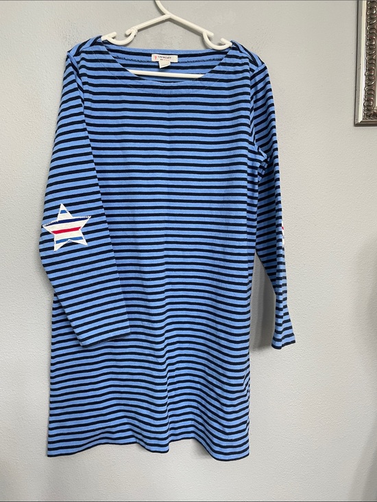 Crewcuts Other - Crewcuts J.Crew Girls Striped Dress Star Elbow Patches Blue Navy Size M 8/9